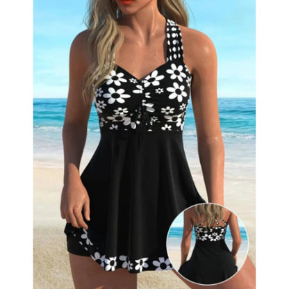 🏝️【S-4XL】👙 Női virágos egyrészes fürdőruha 🌊 (rövidnadrággal)