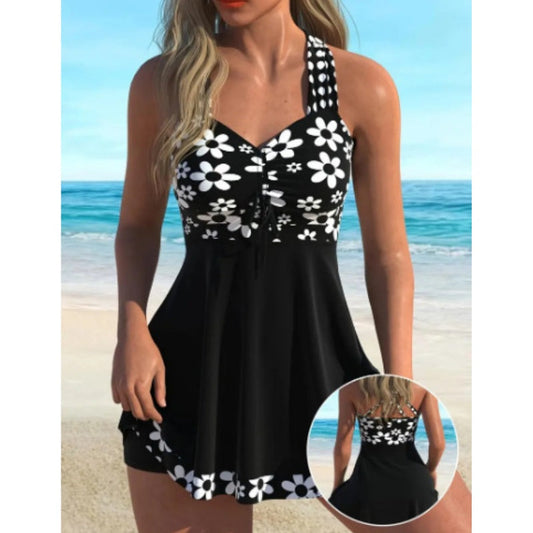 🏝️【S-4XL】👙 Női virágos egyrészes fürdőruha 🌊 (rövidnadrággal)