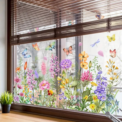 ✨UTOLSÓ NAP 50% KEDVEZMÉNY!💐Színes virágcsokor ablakmatrica🖼️