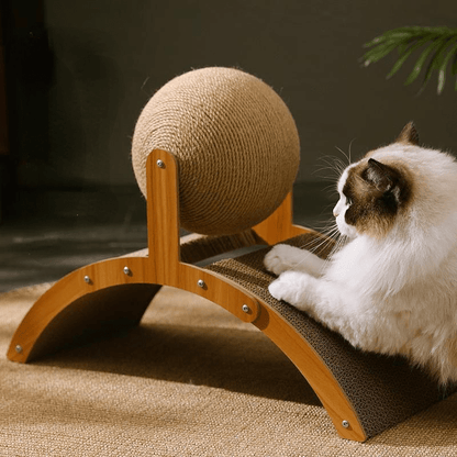 🐱 Természetes szizál macska kaparó labda kartonpapír betéttel — kielégíti a kaparási igényeket, a szizál anyag tartós, védi a bútorokat