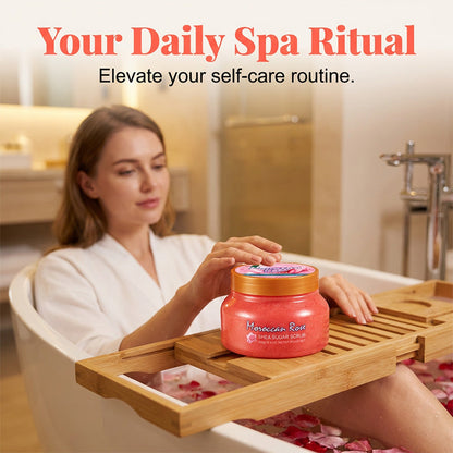 🌹 MOST 50% KEDVEZMÉNY! 🧴 Hámlasztó és hidratáló testradír – rózsás cukorradír, sheavaj és bőrkímélő ✨