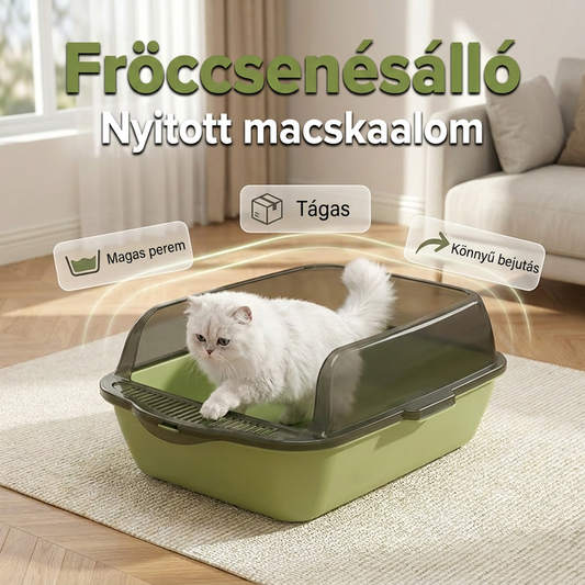 🐱 Most 50% kedvezménnyel!🌸Félzárt műanyag macskalomtartó fröccsenésgátlóval