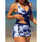 🌴Trópusi Mintás Magas Dereku Tankini Szett: Karcsúsító Hatás – Raktáron! 👙