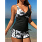 🌴Trópusi Mintás Magas Dereku Tankini Szett: Karcsúsító Hatás – Raktáron! 👙