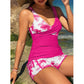 🌴Trópusi Mintás Magas Dereku Tankini Szett: Karcsúsító Hatás – Raktáron! 👙