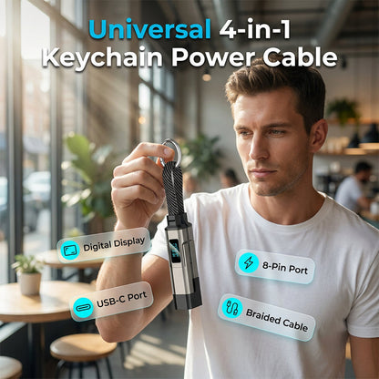 🔥4 az 1-ben digitális kijelzős kulcstartó töltőkábel🔌