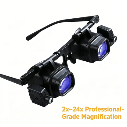 🔍✨ Precíziós LED-es nagyítószemüvegek – Cserélhető lencsék, HD optika, Kézhasználat nélkül használható 💡