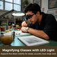 🔍✨ Precíziós LED-es nagyítószemüvegek – Cserélhető lencsék, HD optika, Kézhasználat nélkül használható 💡