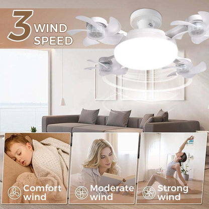 🌀💥 E27-es LED-es mennyezeti ventilátor – Csendes, távirányítóval, összecsukható lapátokkal ✨