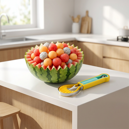 🍉 3 az 1-ben rozsdamentes acél gyümölcsgömb-kivágó