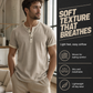 👕🌿 Férfi rövid ujjú légáteresztő Henley ing – Kényelmes pamut anyag, mindennapi stílushoz – Utánvét ✨