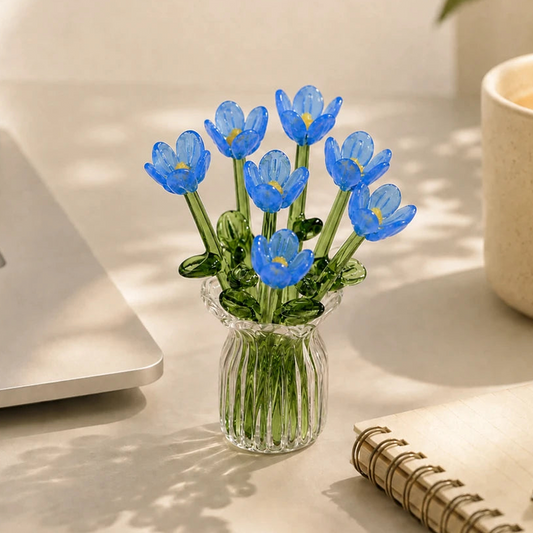 🌷 Üvegvirágváza-készlet – élénk színek, kompakt, örökre karbantartásmentes!