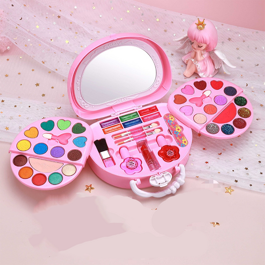 💖👛Mosható gyerek sminkkészlet hordozható rózsaszín kézitáskával