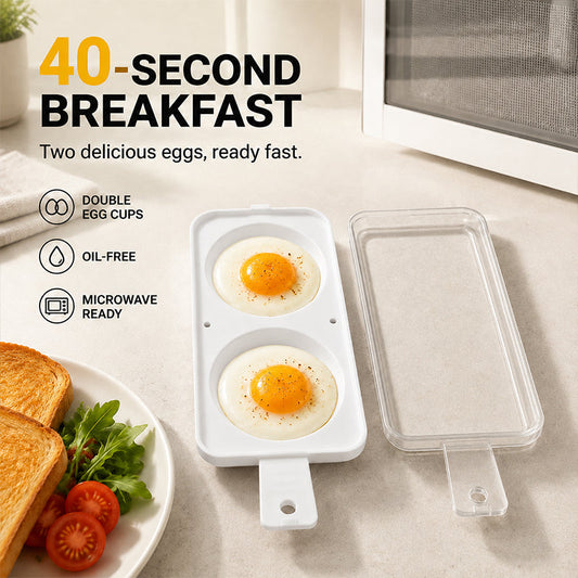🍳Gyors mikrohullámú, 2 rekeszes tojásfőző