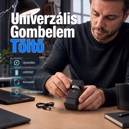 ⚡🔋Hordozható, újratölthető gombelem-töltő