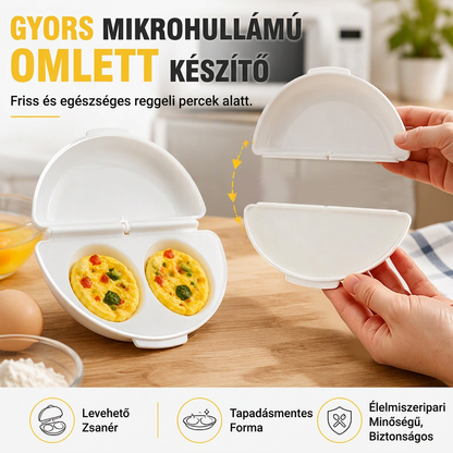 🥚 Kettős funkciójú tojáskészítő – Omlett és főtt tojás egy eszközben ⚡