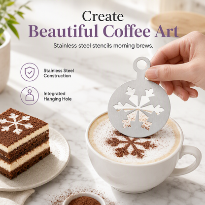 ☕ Rozsdamentes acélból készült sablon a kávé latte art készítéséhez