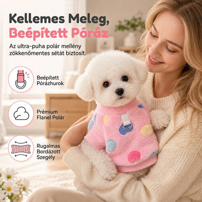 🐩Meleg kutyaruha mellény póráztartó gyűrűvel