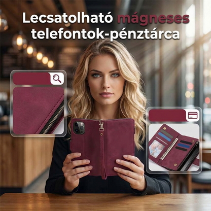 📱2 az 1-ben mágneses rögzítésű PU bőr pénztárca stílusú mobiltelefon-tok