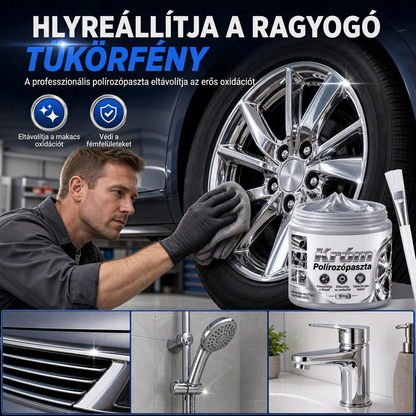 ✨Fémkróm polírozó és helyreállító paszta ecsettel – Ragyogó króm, új fény 🔥